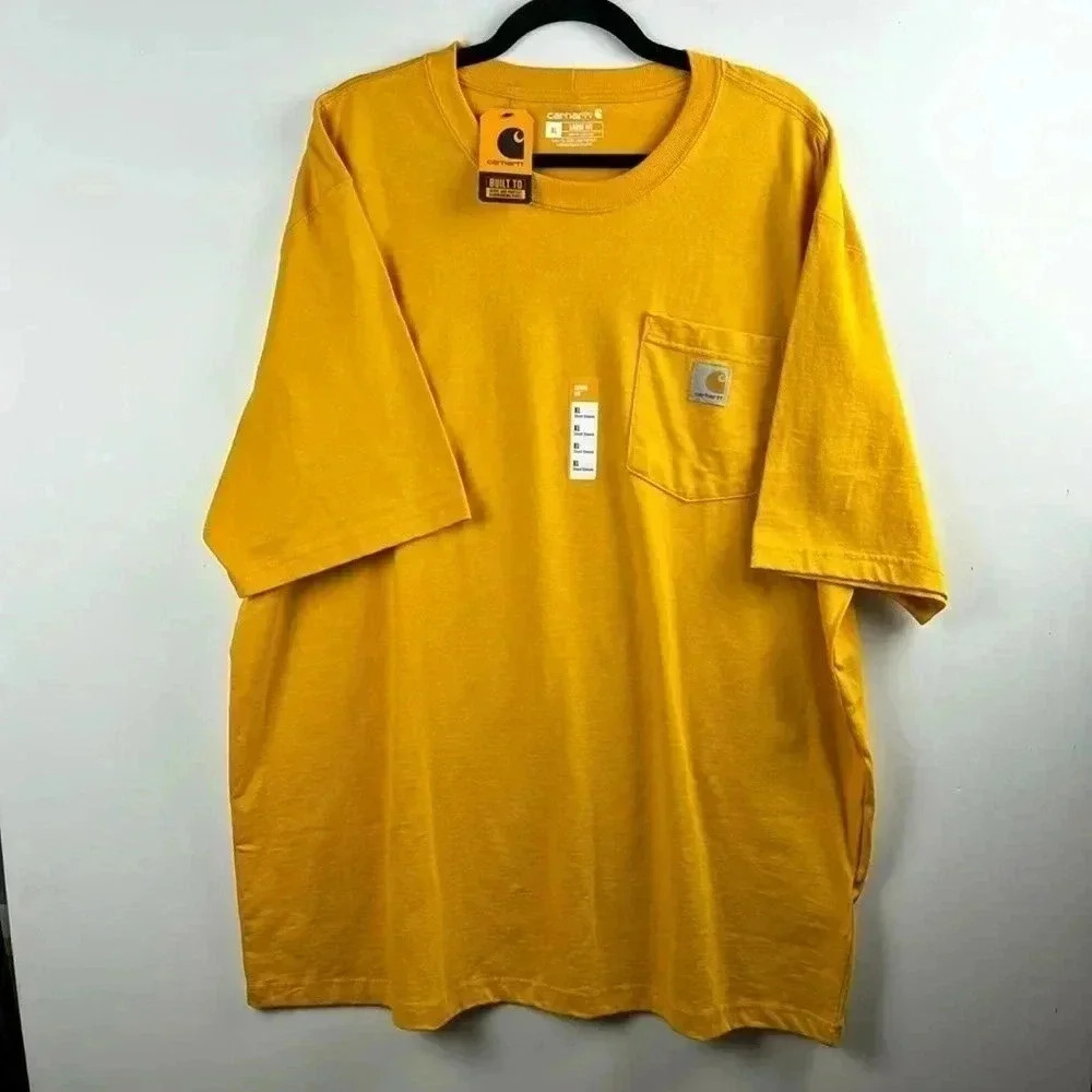 CARHARTT SHORT SLEEVES TEE HEAVYWEIGHT SZ XL LOOSE FIT YELLOW WITH POCKET NWT